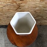 Old hexagonal vase v v carraresi ceramic white decoration flowers vintage