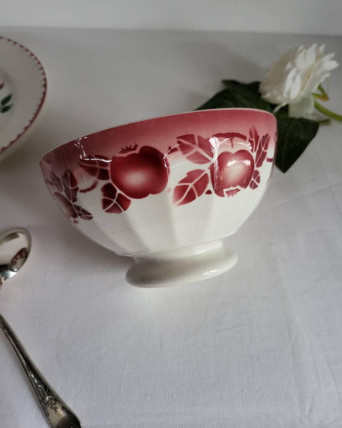 Antique faceted earthenware bowl, Digoin Badonviller