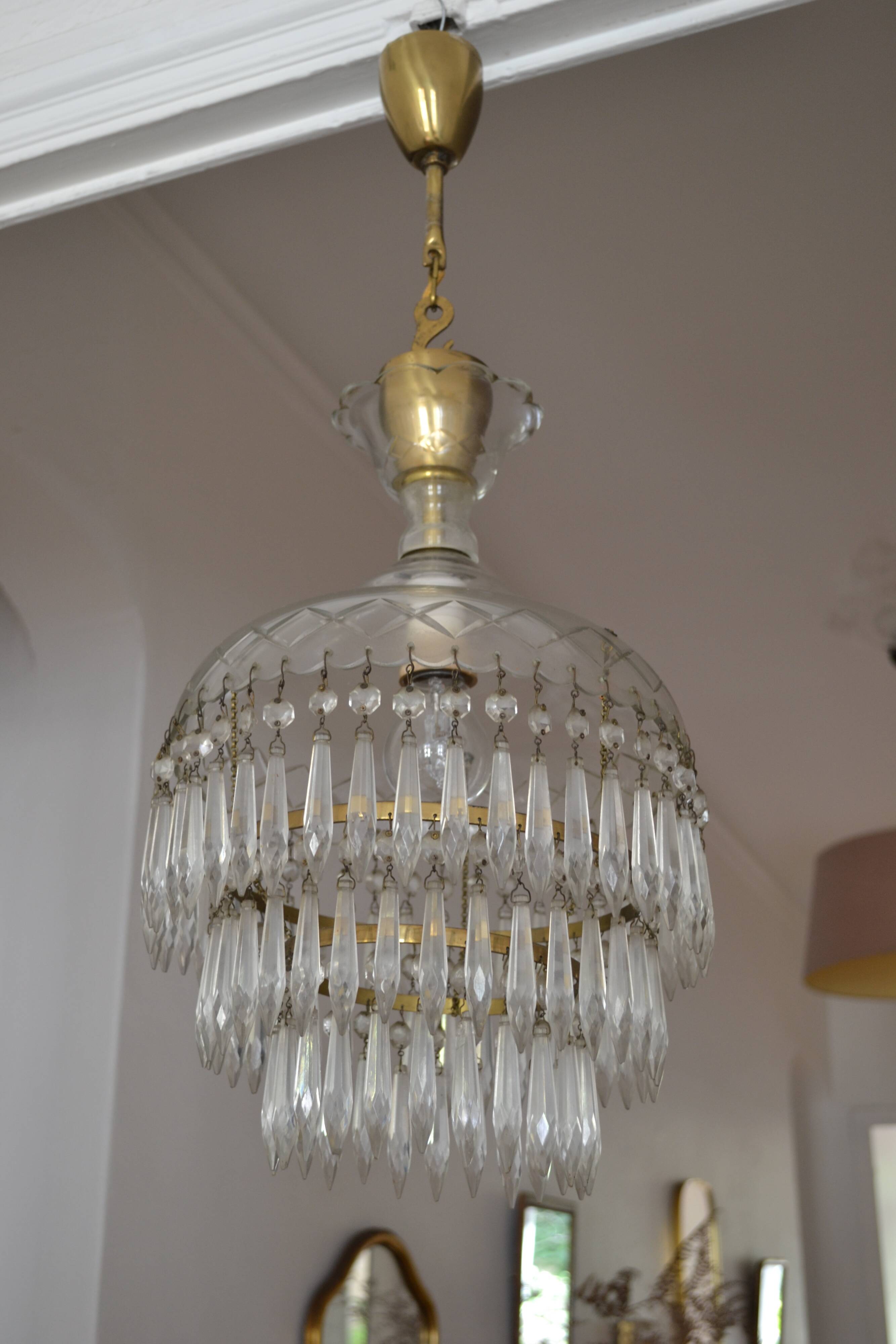 Vintage chandelier entirely made of crystal