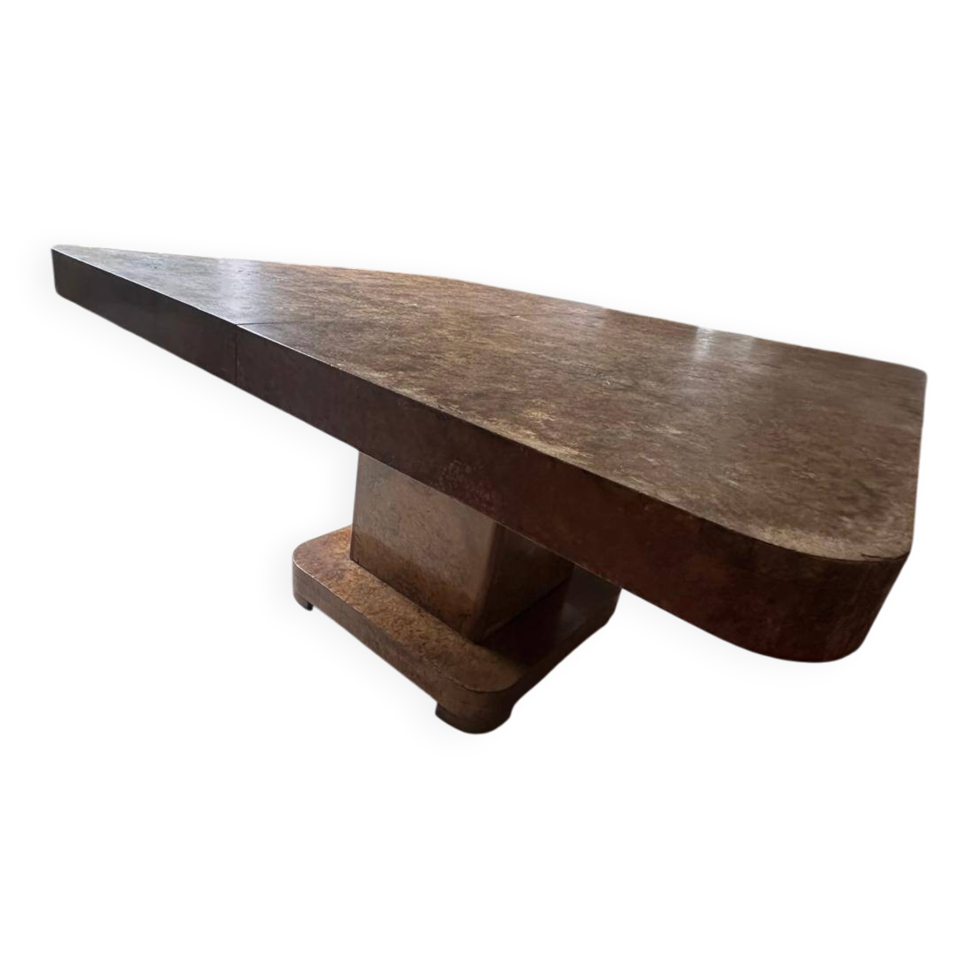 Art Deco table in amboyna burl