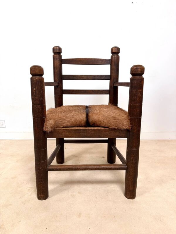 Fauteuil brutaliste dans le goût de Charles Dudouyt