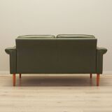 Canapé en cuir vert, design danois, années 1970, production : Danemark