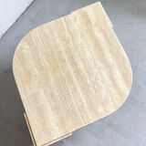 Teardrop travertine coffee table