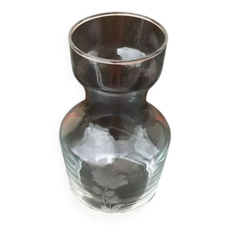 Year 1970 Carafe Clear glass Floral decoration