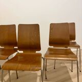 Vintage set of 4 IKEA Gilbert chairs made of bent oak plywood.
