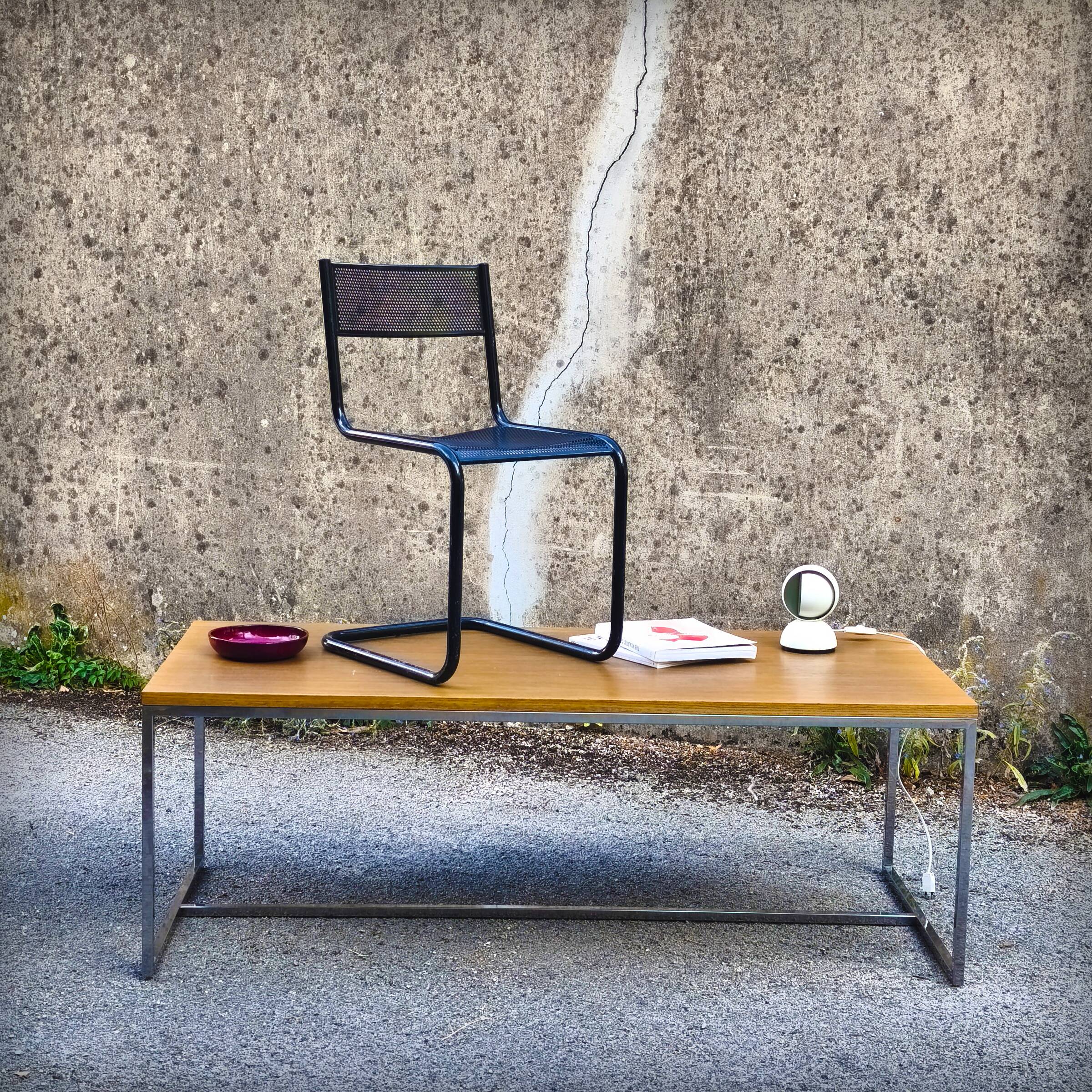 XXL coffee table in oak and chrome steel