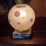 Art Deco night light in marble and enamelled glass from the 1930s.