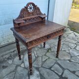 Carved oak desk from Brittany, early 20th century.