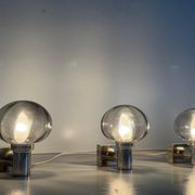 Set of 3 grey glass and chrome wall lights from the mid-century by N Leuchten, 1960s, Germany.