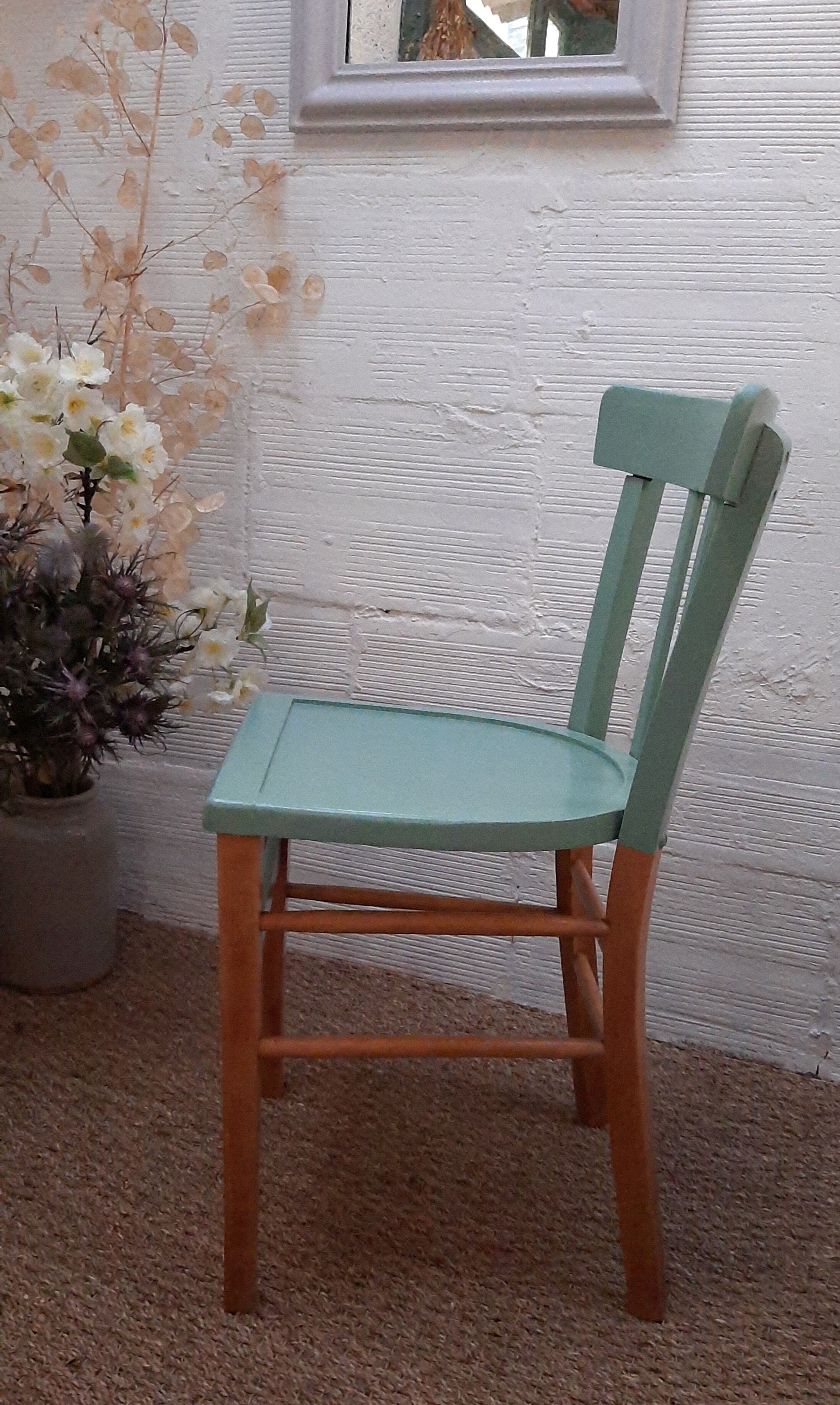Chaise bistrot vintage années 50 vert mint
