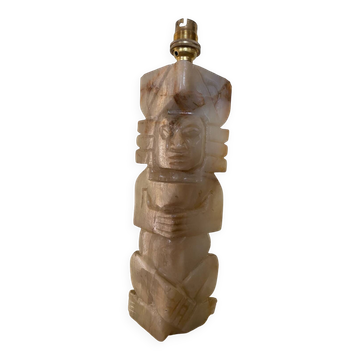 Lampe en onyx sculpté – Style précolombien / aztèque – Vintage