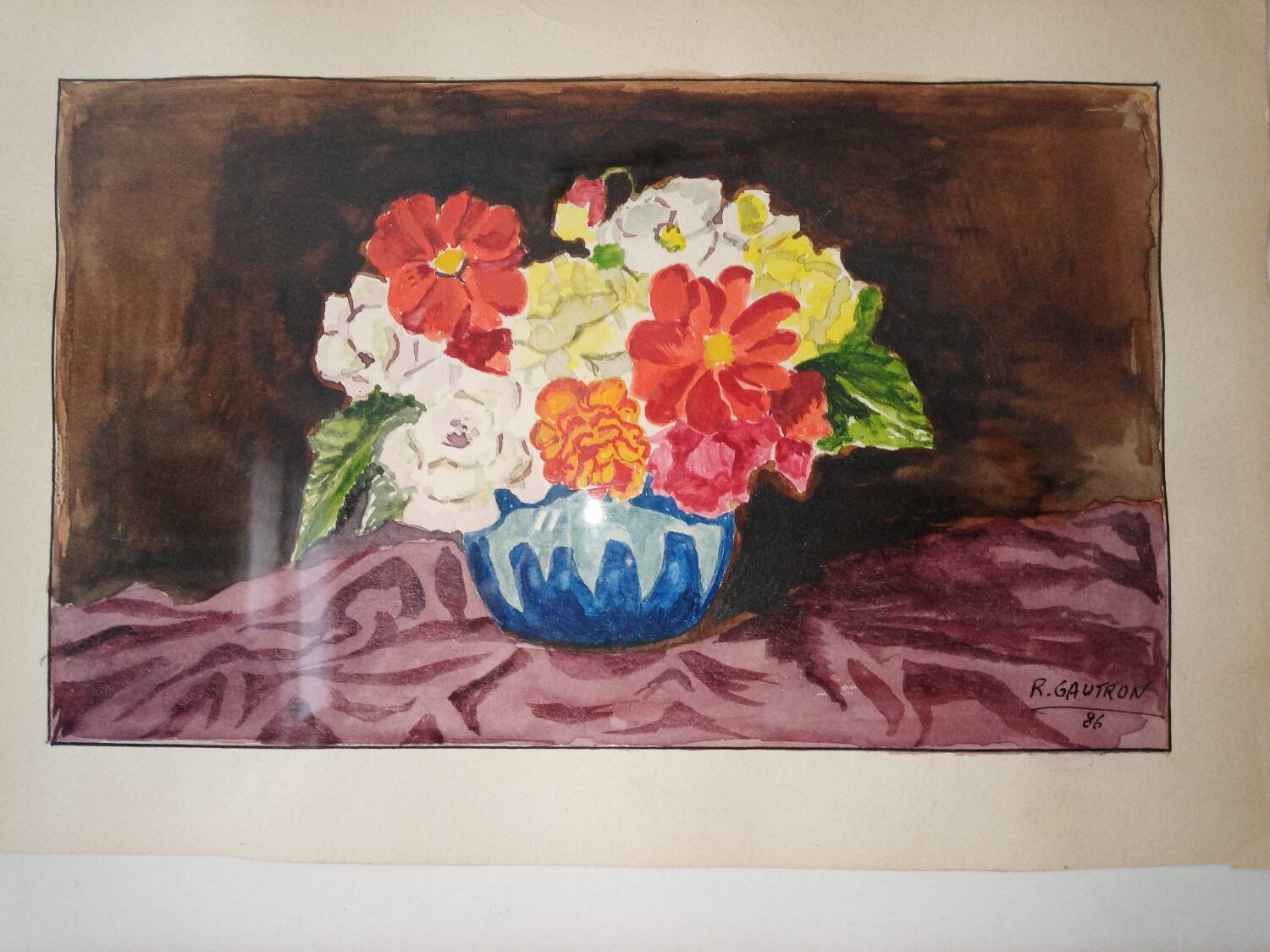 Signed floral painting