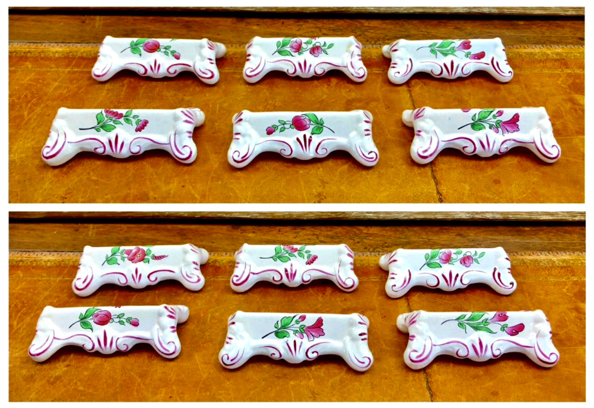 6 old ceramic knife rests from Lunéville