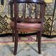 Louis XVI style office armchair in mahogany and leather