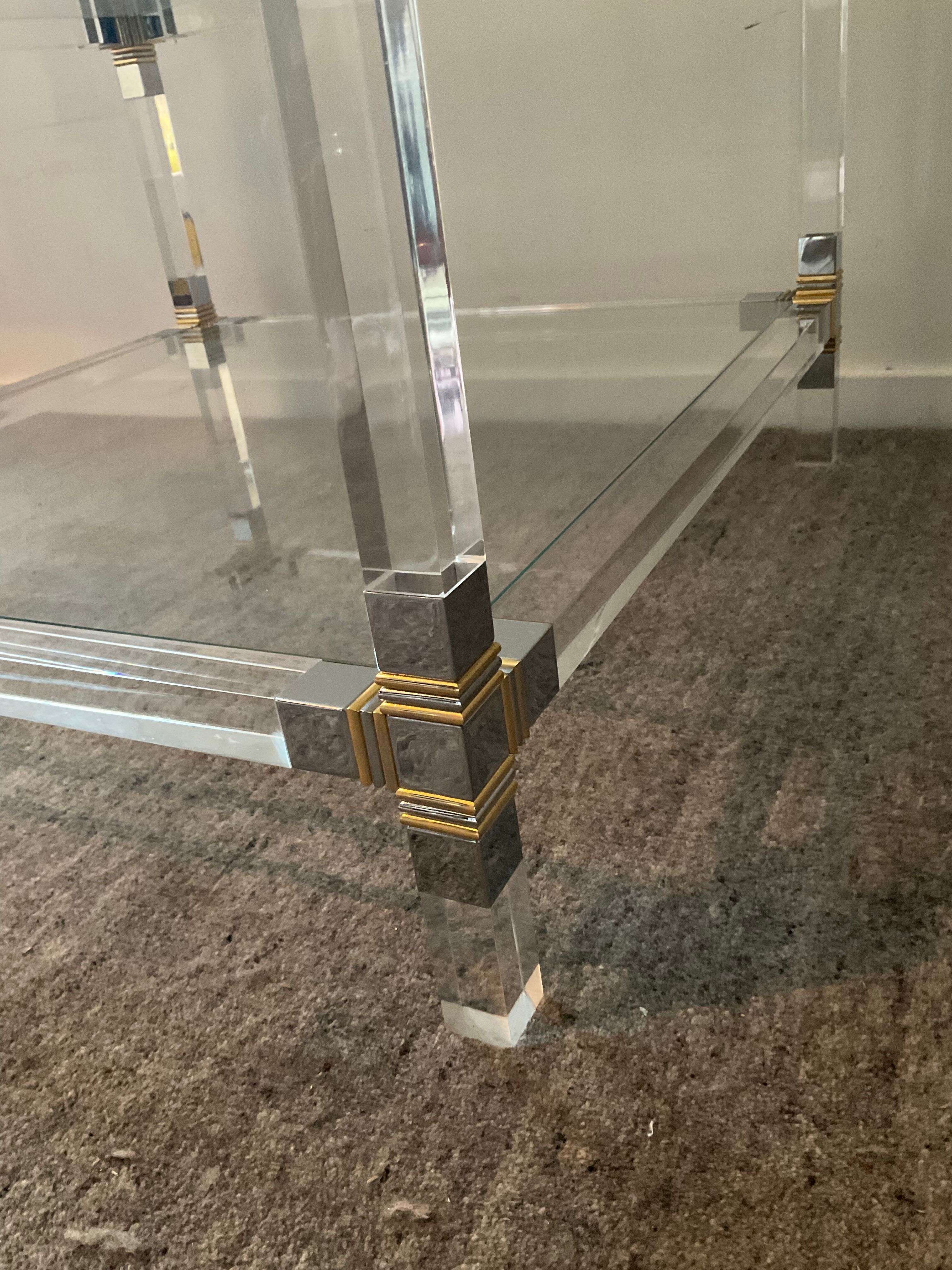 Pierre Vandel coffee table in lucite from the 70s