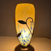 Speckled yellow and blue glass ambient lamp