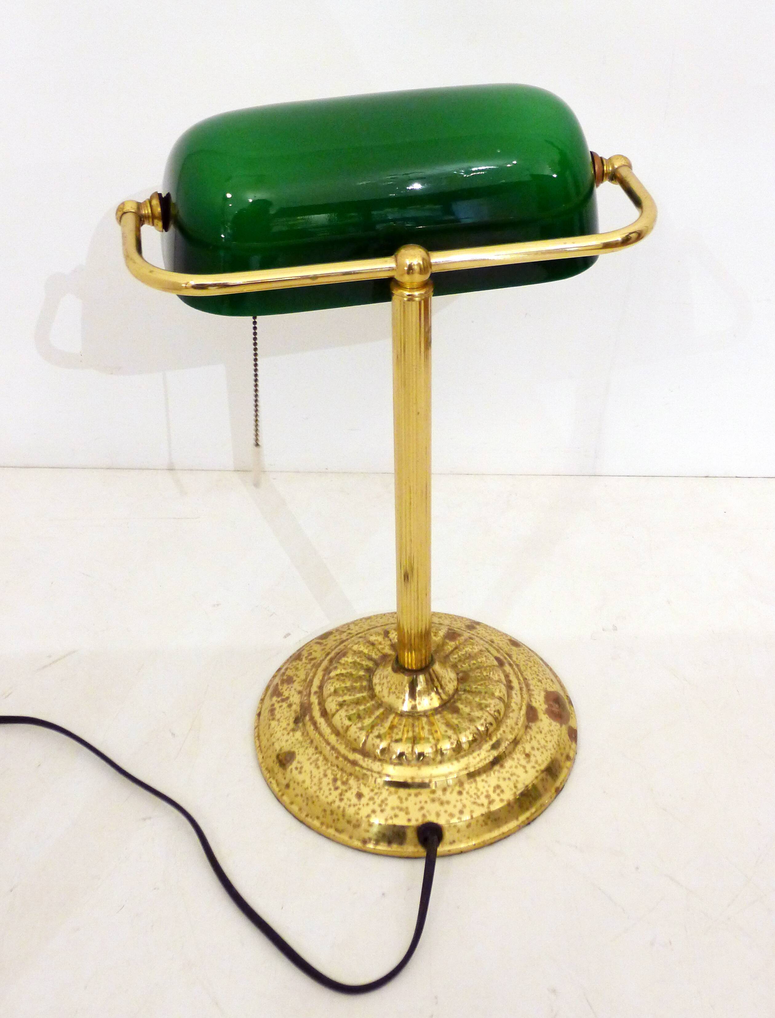 Desk lamp (library/banker) green & gold