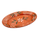 Portuguese XL dish in orange enamelled clay with unbleached flowers and green leaves