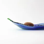 Vintage Leaf Design Glass Tray from Marinha Grande, 1960s