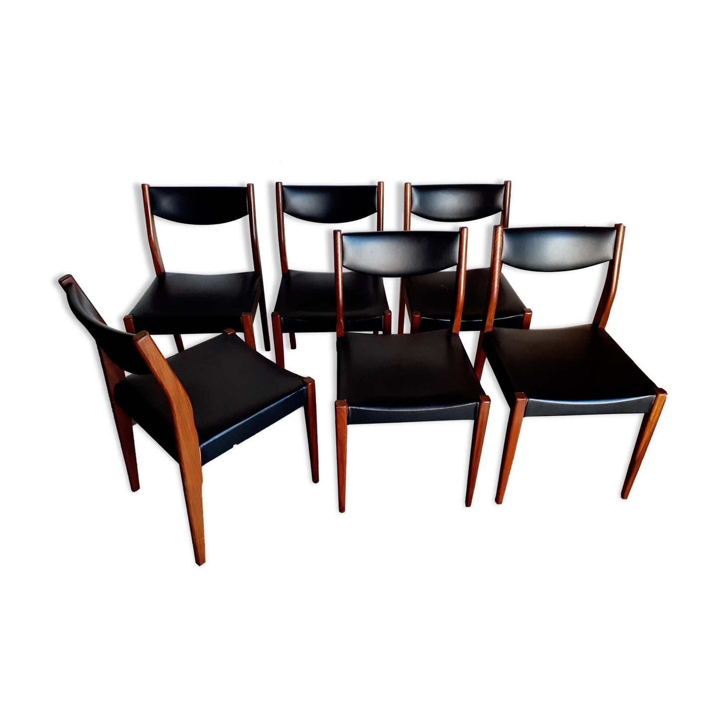 6 vintage Scandinavian teak chairs 50s 60s