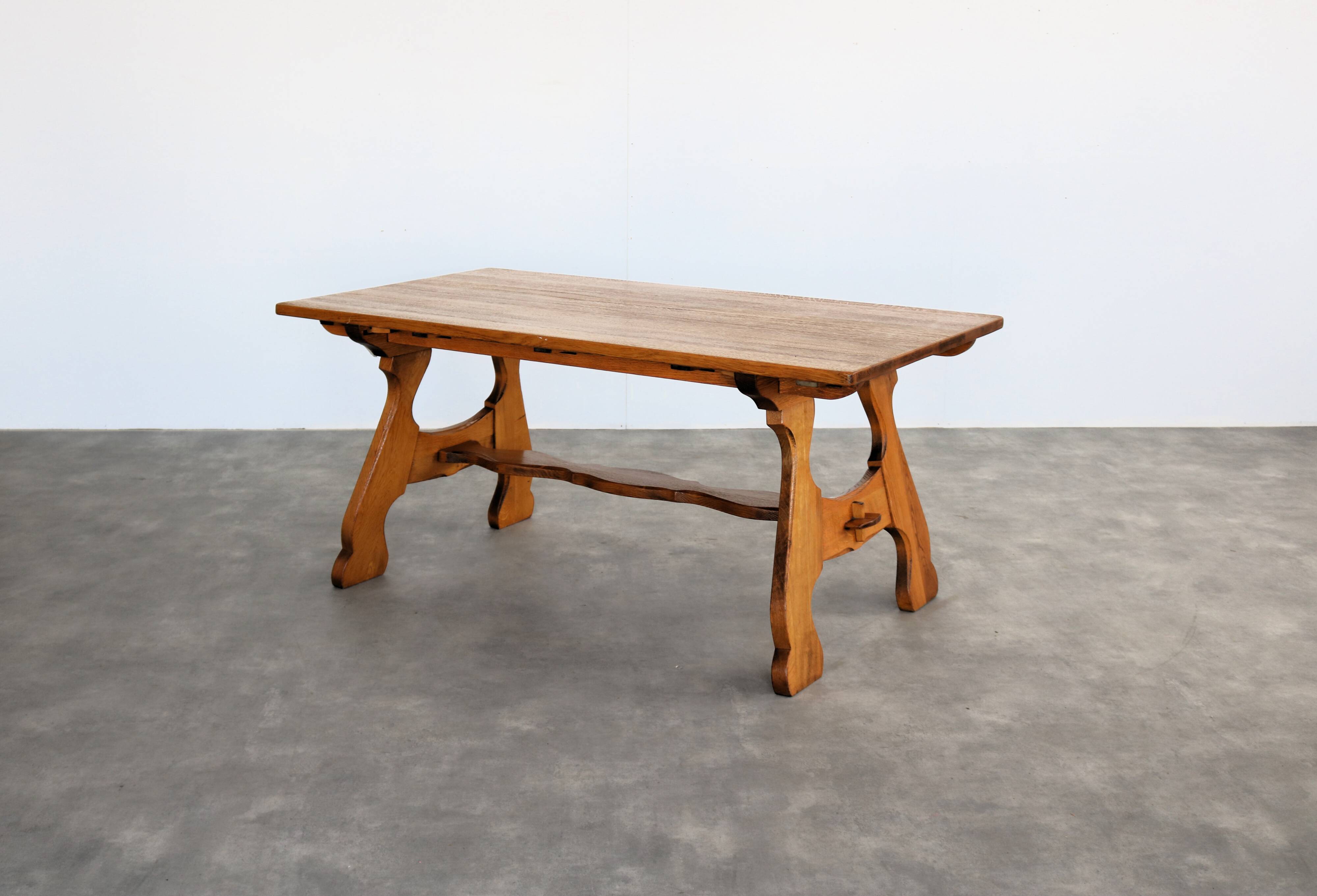 Brutalist dining table | vintage table | 50s | oak