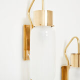 Pair of wall lamps Luigi Caccia Dominioni LP10 brass opaline 1965