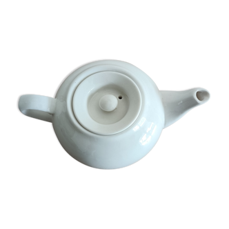 Théière ronde blanche en porcelaine vintage