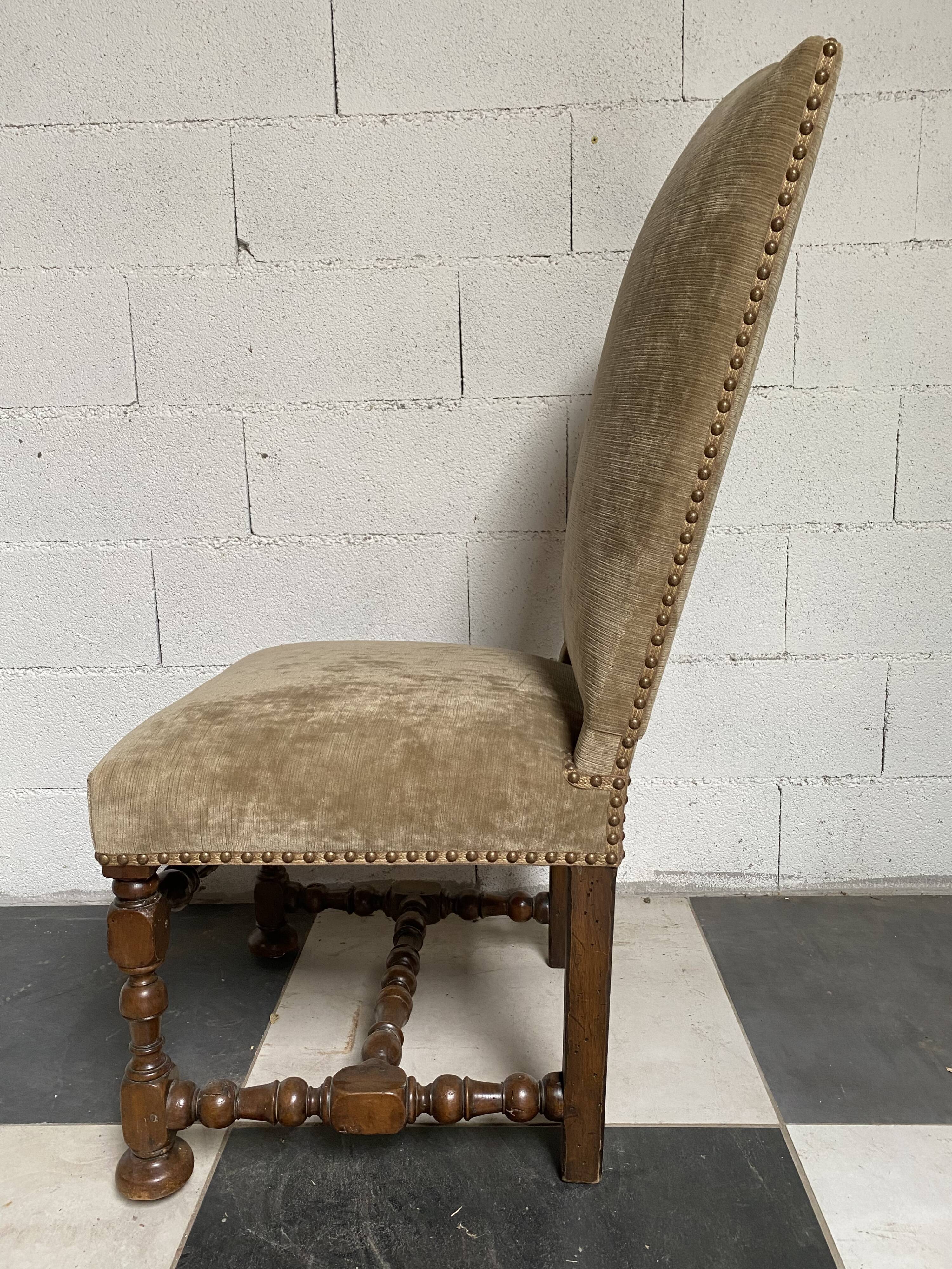 Louis XIV velvet chair