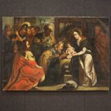 Tableau religieux Adoration des Mages du XVIIIe siècle