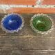 Pair of bol coupe fruit antique fostoria colony twisted green glass +