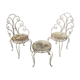 Set of 2 garden chairs and wrought iron pedestal table