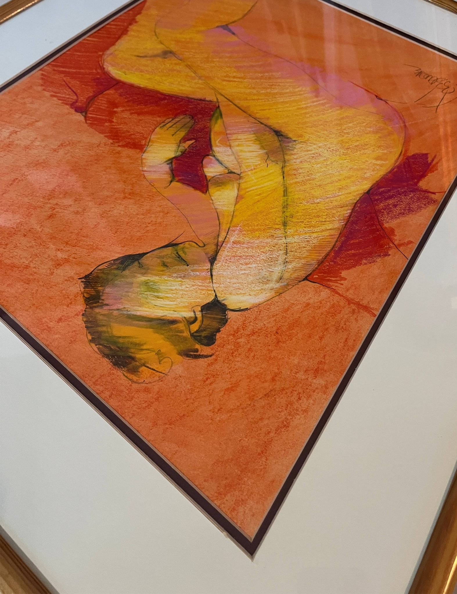 Tableau Pastel Claude Blanc-Brude (born in 1932) "Maternity"