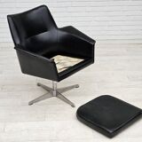 1960s, scandinavian design, swivel chair, original condition, artificial leather, cast aluminum base