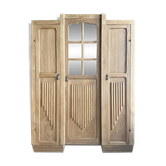 Armoire Art Déco asymétrique 3 portes en chêne (rénovée)