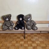 Vintage wooden and metal nursery school bench, 2 m