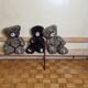 Vintage wooden and metal kindergarten bench, 2 m