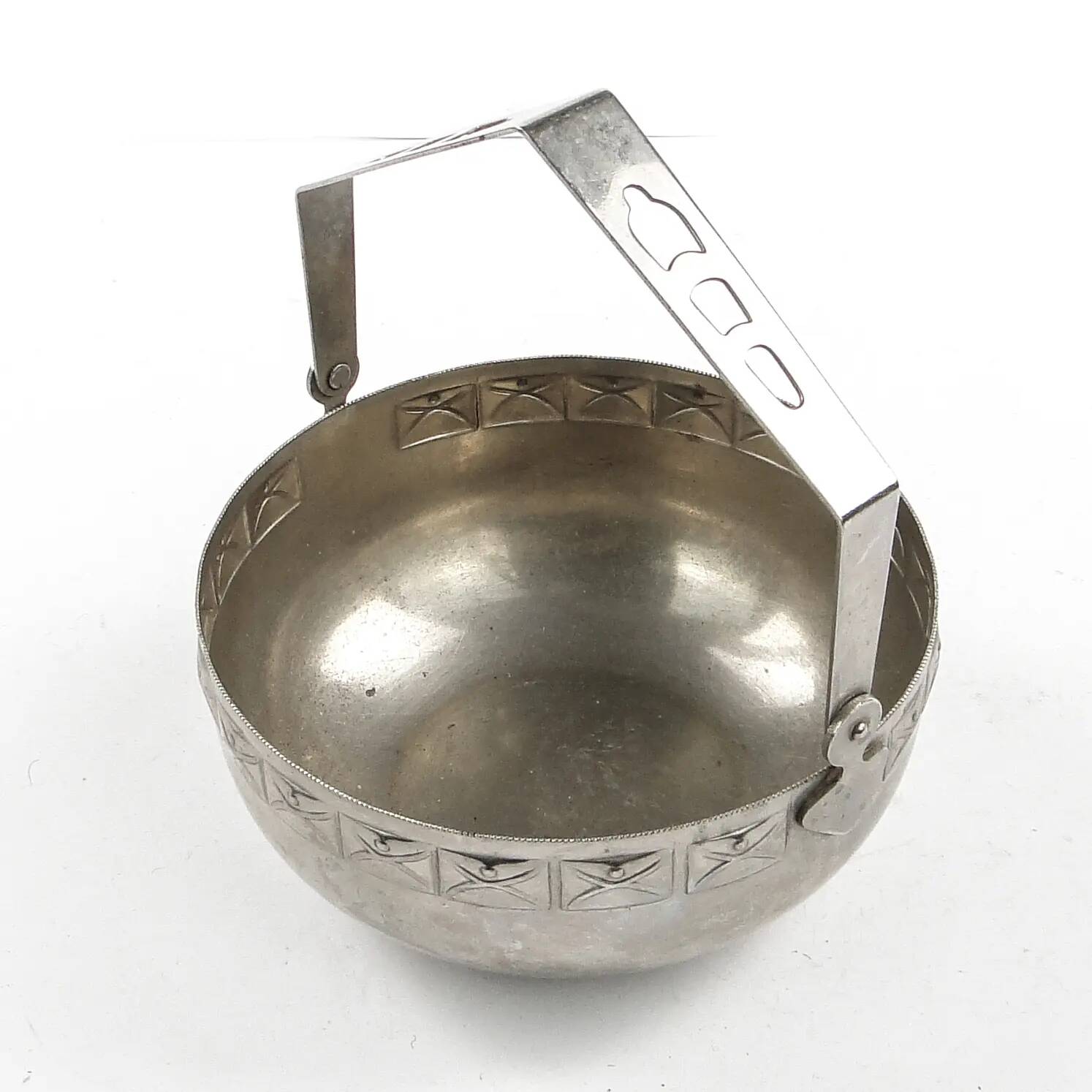 Art Nouveau sugar bowl, silver-plated brass, Sweden, early 20th century
