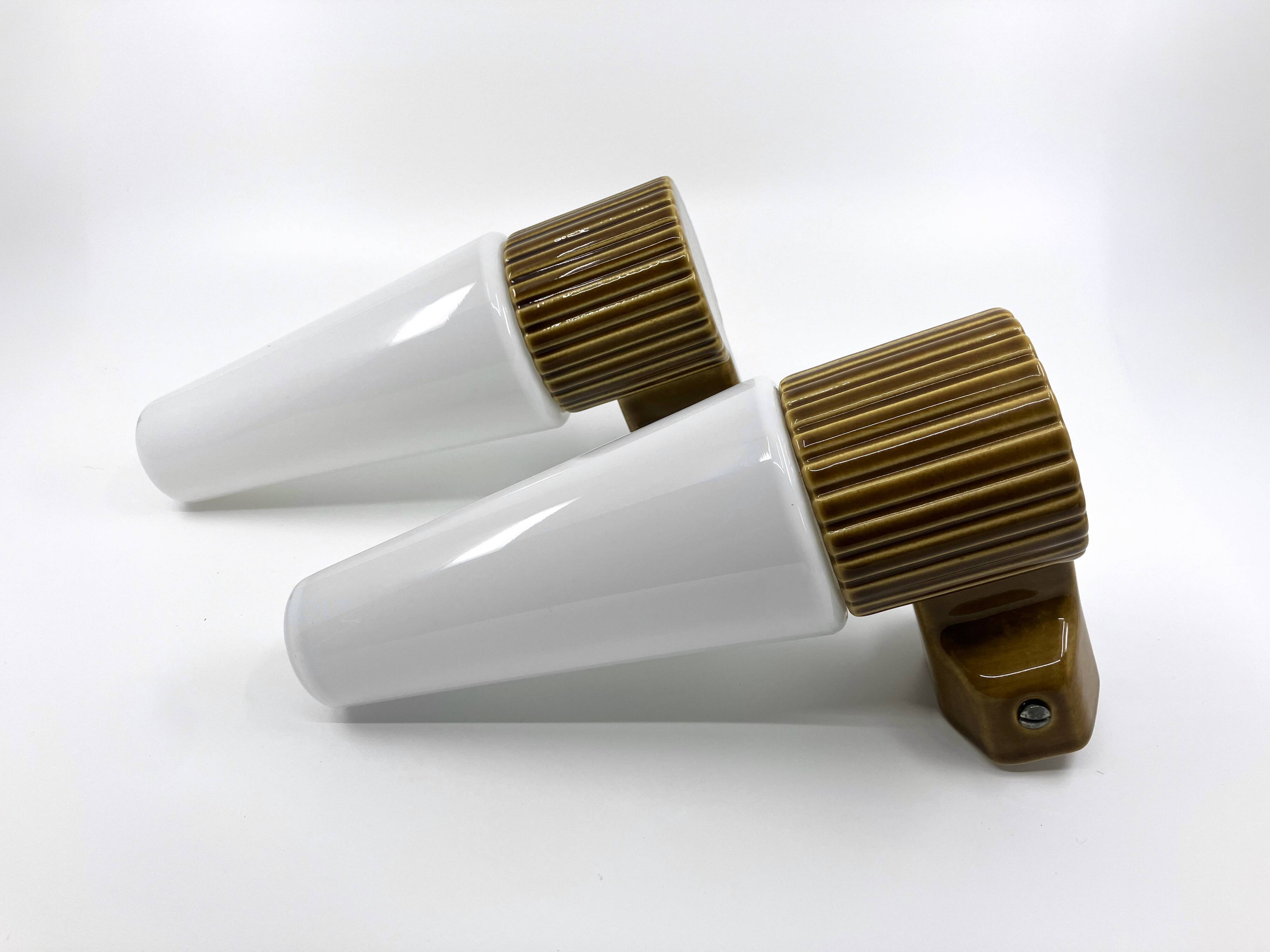 Ifö ceramic/opal glass wall lights • ref 6020 • Hans-Agne Jakobsson