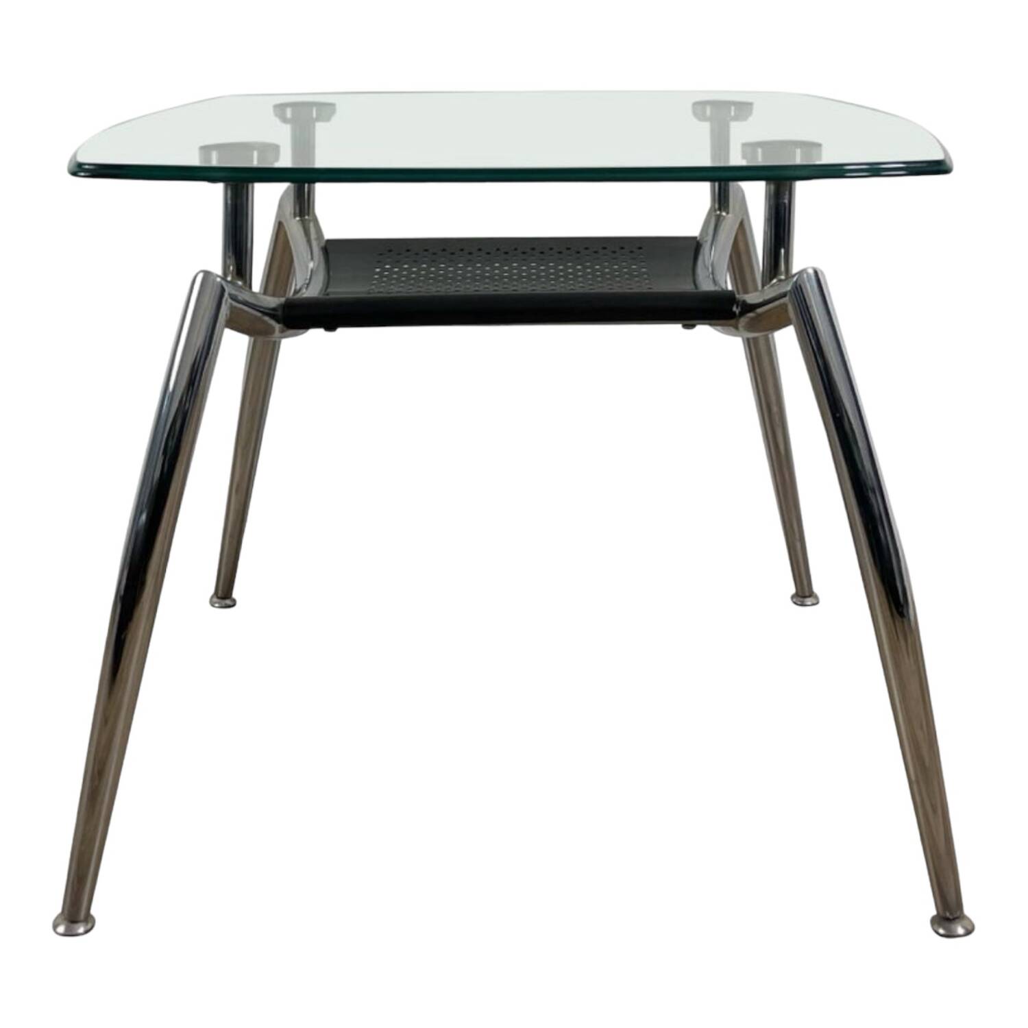 Table basse moderne « Space Age » des années 1970 en chrome et en verre