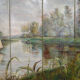 Post-impressionist painted screen by Charles Frechon, France, 1894
