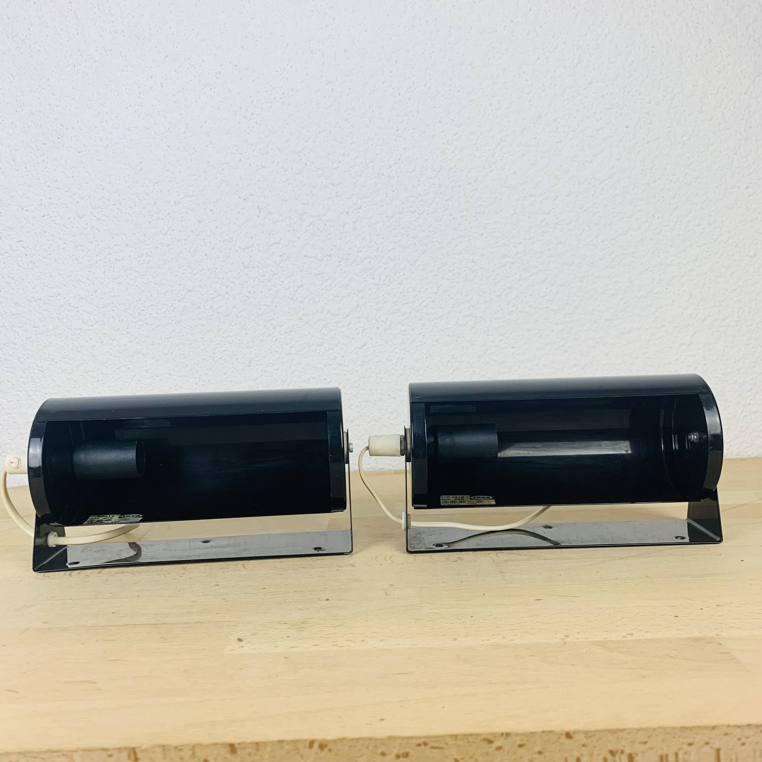 Pair of vintage black Ikea V413 roller wall lights