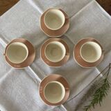 5 Villery & Boch pink coffee cups & saucers