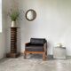 Modernist armchair in exotic wood and leather