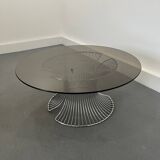 Table basse en verre fumé, années 1980