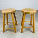 Pair of vintage wooden stools