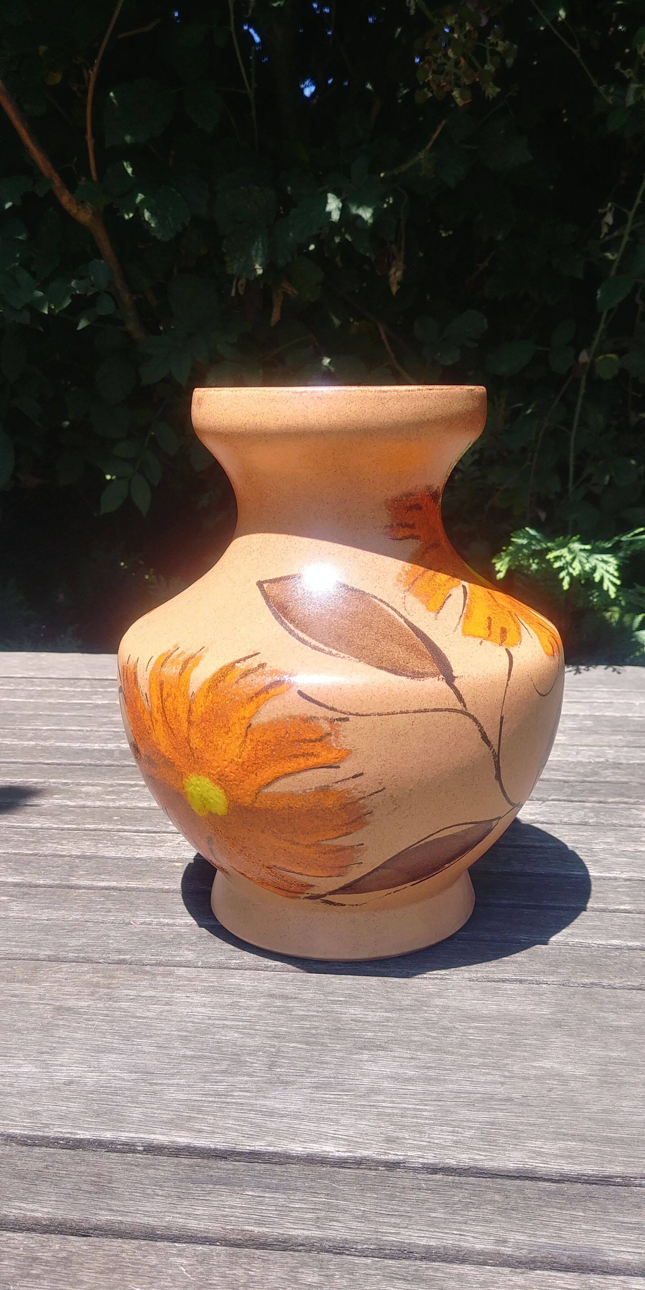 Large glazed ceramic vase from the manufacture of Saint Clément France Vintage 70s.