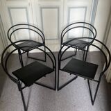 Set of 4 Latonda chairs by Mario Botta for Alias 1986, rare version with leather seat