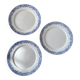 Set of 3 Sarreguemines mimosa blue vintage earthenware flat plates