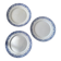 Set of 3 Sarreguemines mimosa blue vintage earthenware flat plates