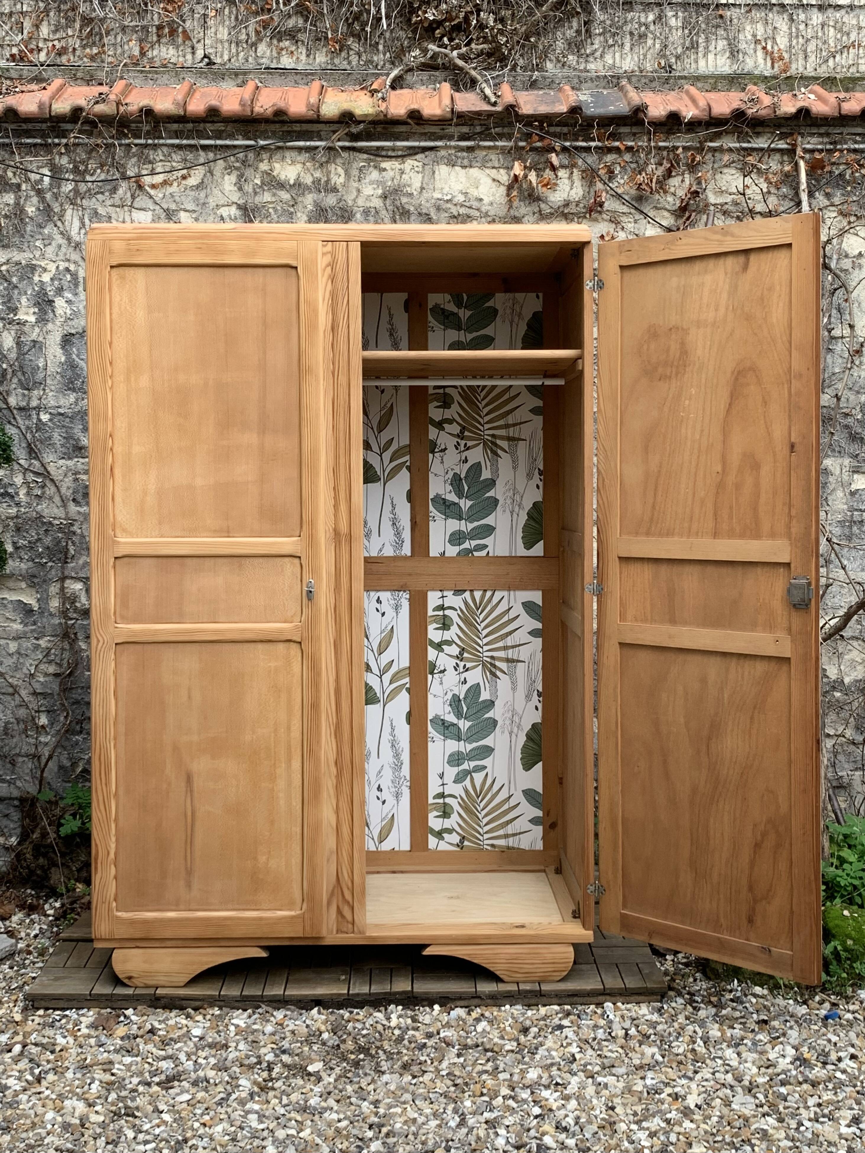 Parisian art deco wardrobe solid raw wood wardrobe
